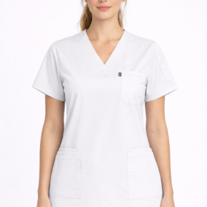 سكرب طبي قماش سترتش لون أبيض للنساء