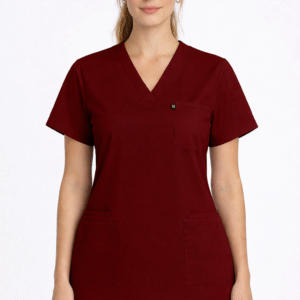 سكرب طبي قماش سترتش لون عودي للنساء