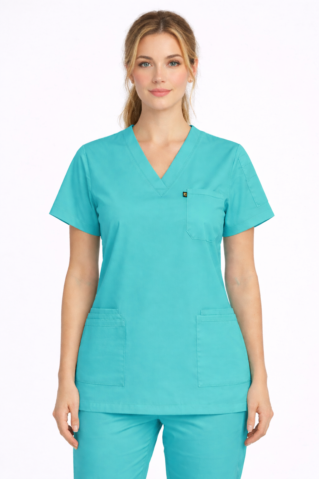 سكرب طبي قماش سترتش لون تركواز للنساء