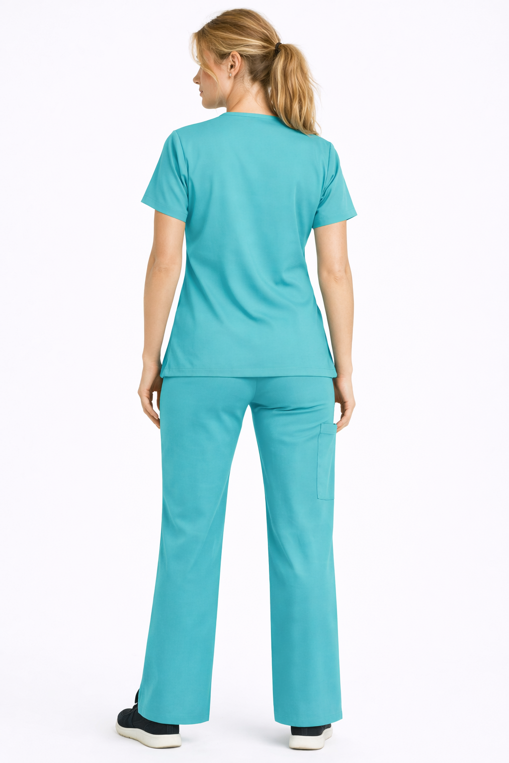 سكرب طبي قماش سترتش لون تركواز للنساء - Image 3